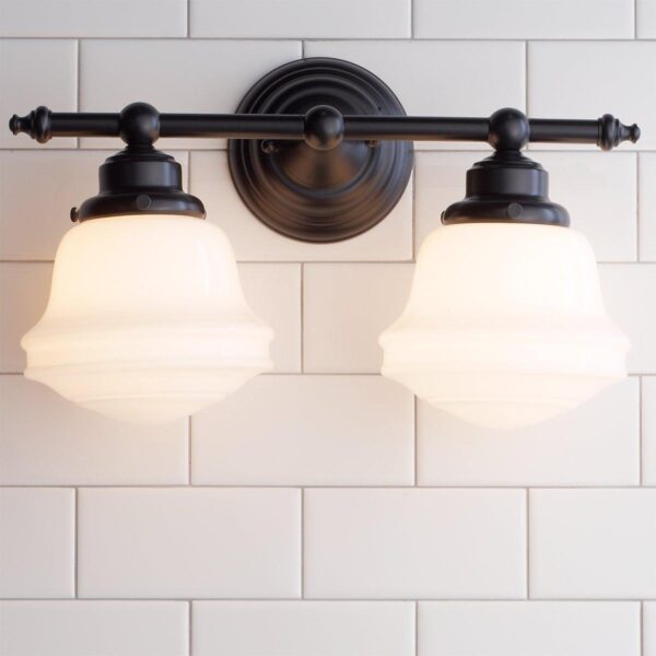 BS15078.1.BS15078BZ Milk Glass Vanity Light – 2 Light – view 2