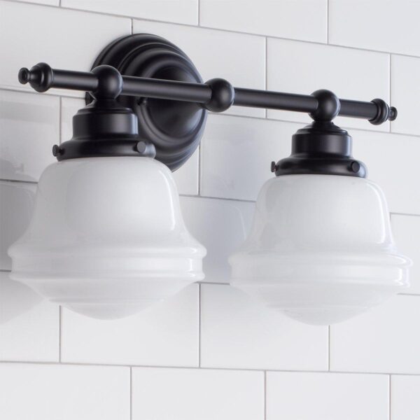BS15078.5.BS15078BZ Milk Glass Vanity Light – 2 Light – view 3