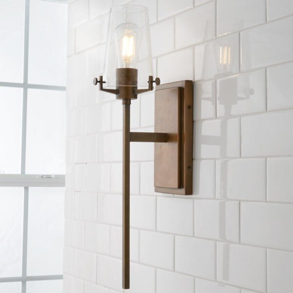 BS17083.2.BS17083NB Modern Industrial Seeded Glass Sconce – view 3