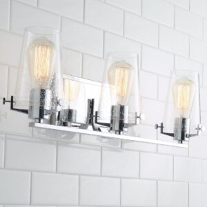 Modern Industrial Seeded Glass Vanity Light – 3 Light