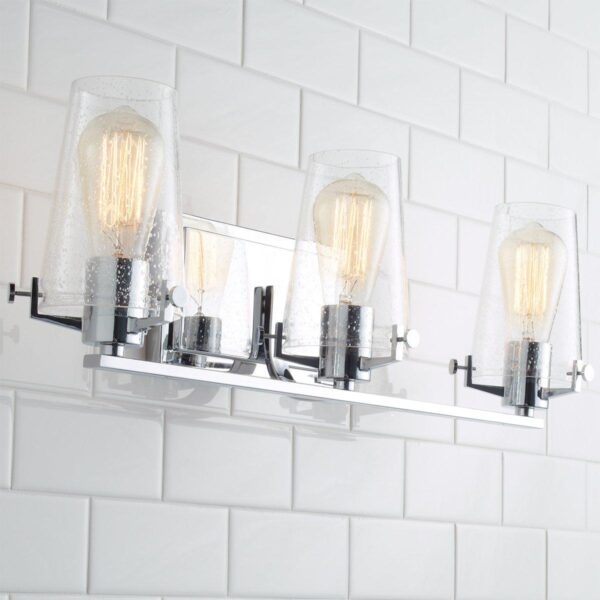 Modern Industrial Seeded Glass Vanity Light – 3 Light