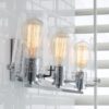 Modern Industrial Seeded Glass Vanity Light – 3 Light – view 3