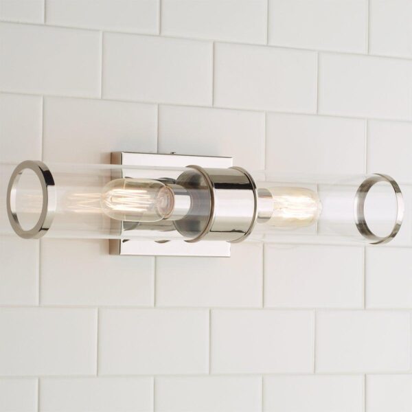 BS17107.0.BS17107PN Simple Glass Cylinder Sconce – 2 Light