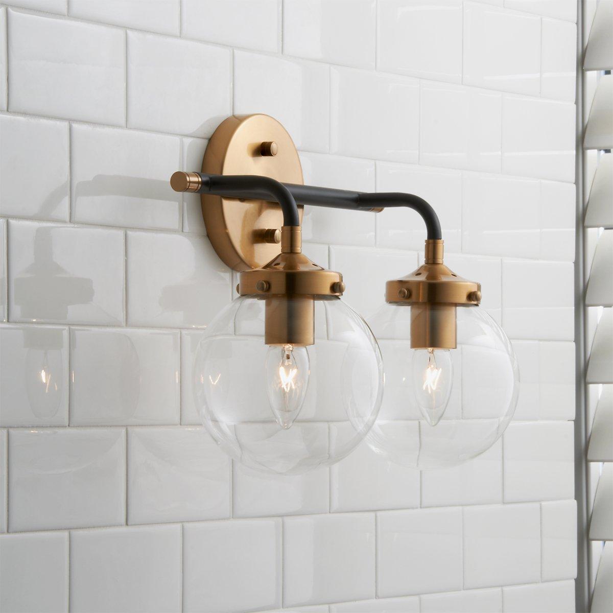 Mixed Metal Globe Vanity Light – 2 light