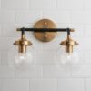 Mixed Metal Globe Vanity Light – 2 light – view 3