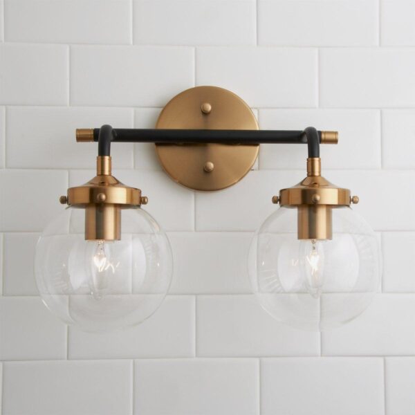 Mixed Metal Globe Vanity Light – 2 light – view 3
