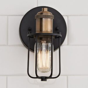 BS18115.0.BS18115BK Warehouse Cage Bath Sconce