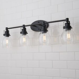 BS18128.0.BS18128BK Soft Seeded Vanity Light – 4 Light