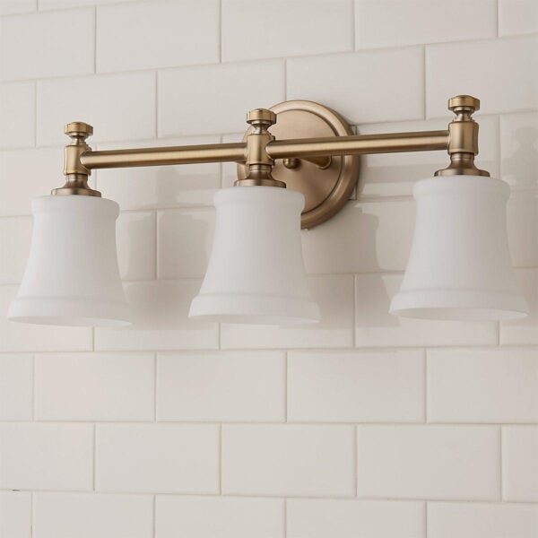 Mercer White Glass Vanity Light – 3 Light – view 2