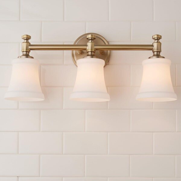 Mercer White Glass Vanity Light – 3 Light – view 4