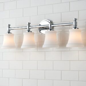 Mercer White Glass Vanity Light – 4 Light