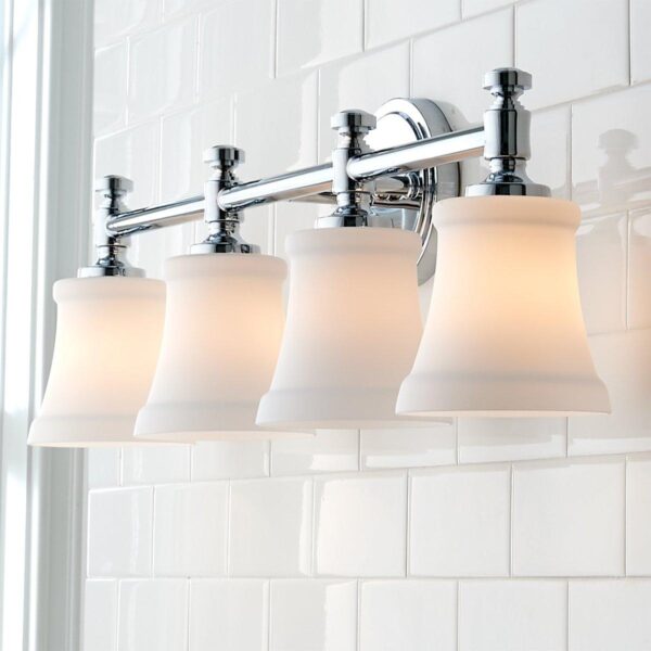 Mercer White Glass Vanity Light – 4 Light – view 3