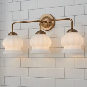 Chris Loves Julia Marlo Vanity Light – 3 Light – Milk Glass
