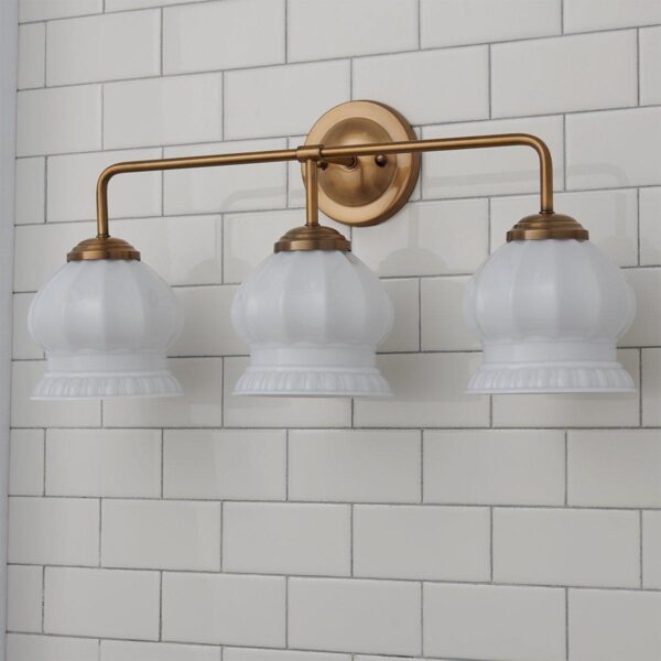 Chris Loves Julia Marlo Vanity Light – 3 Light – Milk Glass – view 2