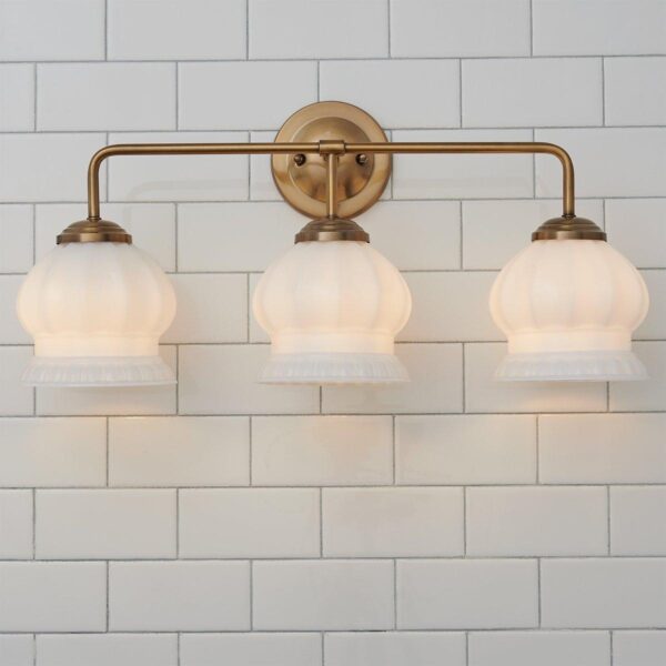 Chris Loves Julia Marlo Vanity Light – 3 Light – Milk Glass – view 4