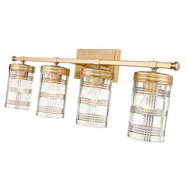 Plaid Glass Vanity Light – 4 Light – view 2