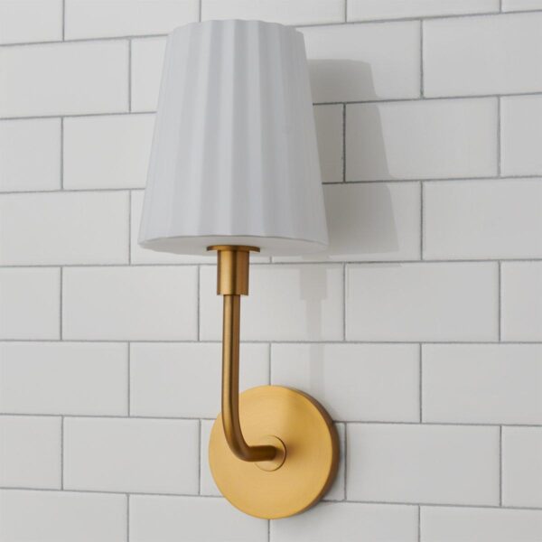 BS23003.1.BS23003AG Trysania Bath Sconce – Pleated Opal Shade – view 2