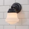 Ethel School Haus Opal Glass Bath Sconce
