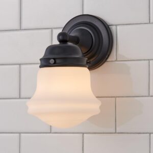 BS23090.0.BS23090BK Ethel School Haus Opal Glass Bath Sconce