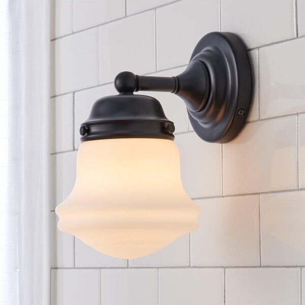 Ethel School Haus Opal Glass Bath Sconce – view 3