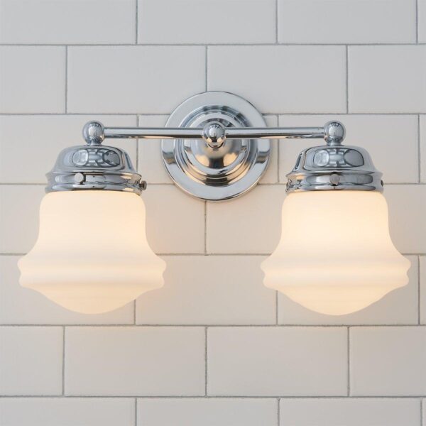 BS23091.3.BS23091CH Ethel School Haus Opal Glass Vanity Light – 2 Light – view 4