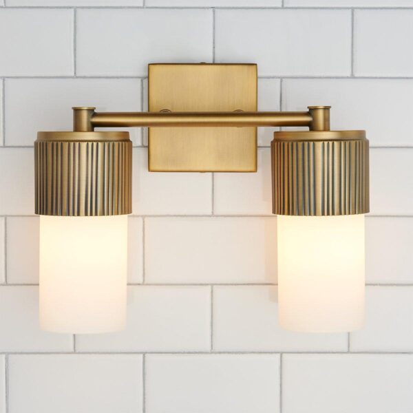 Mirza Opal Glass Vanity Light – 2 Light – view 3