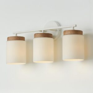 BS24126.0.BS24126WH Wood Capped Vanity Light – 3 Light