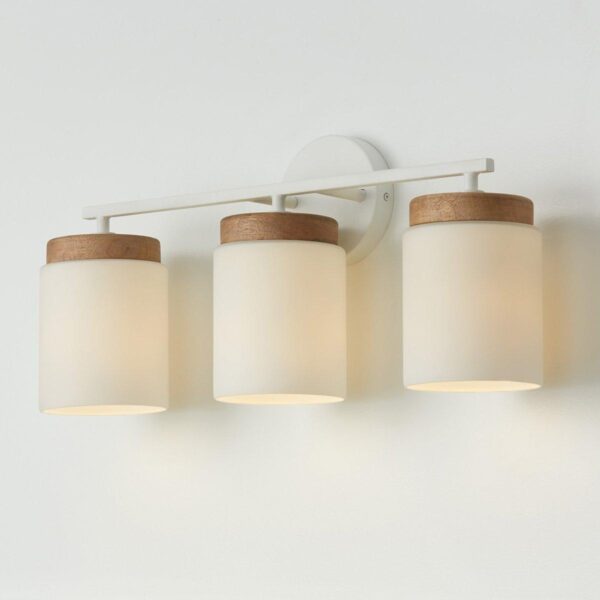 BS24126.0.BS24126WH Wood Capped Vanity Light – 3 Light
