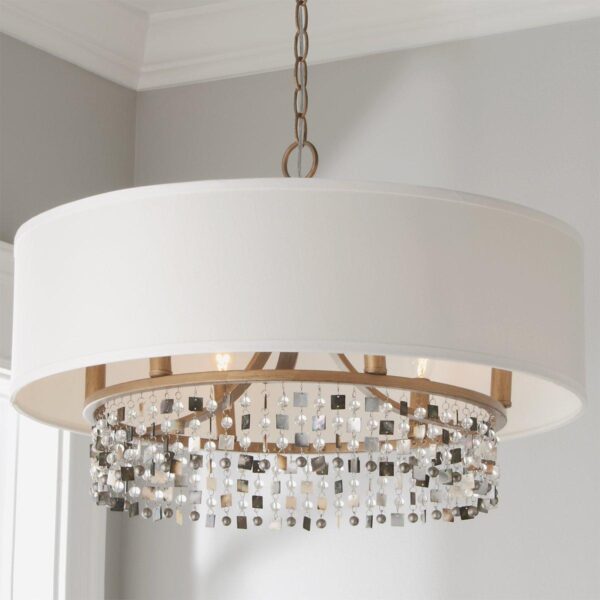 CH14117.0.CH14117AG Shell and Crystal Drum Shade Chandelier