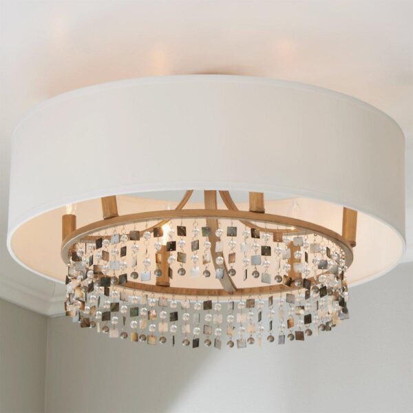 CH14117.2.CH14117AG Shell and Crystal Drum Shade Chandelier – view 3