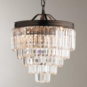 Faceted Glass Layered Convertible Chandelier – 12″