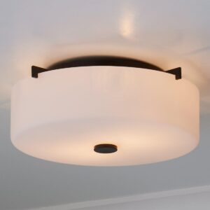 FM13041.0.FM13041BZ White Glass Drum Ceiling Light