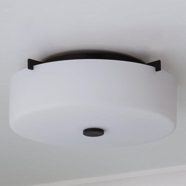 FM13041.1.FM13041BZ White Glass Drum Ceiling Light – view 2