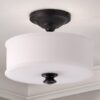 FM13066.1.FM13066BK Traditional Urban Drum Glass Semi-Flush Ceiling Light – view 2