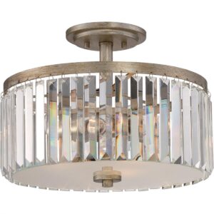 Glam Beveled Glass Semi-Flush Ceiling Light – Small