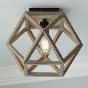 Weathered Wood Cage Ceiling Light