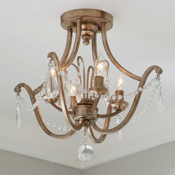 FM18128.0.FM18128AG Romantic Riley Semi-Flush Ceiling Light
