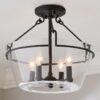 FM19045.0.FM19045BK Textured Black Semi-Flush Ceiling Light
