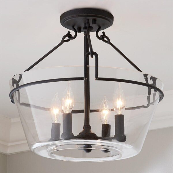 FM19045.0.FM19045BK Textured Black Semi-Flush Ceiling Light
