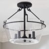 FM19045.1.FM19045BK Textured Black Semi-Flush Ceiling Light – view 2