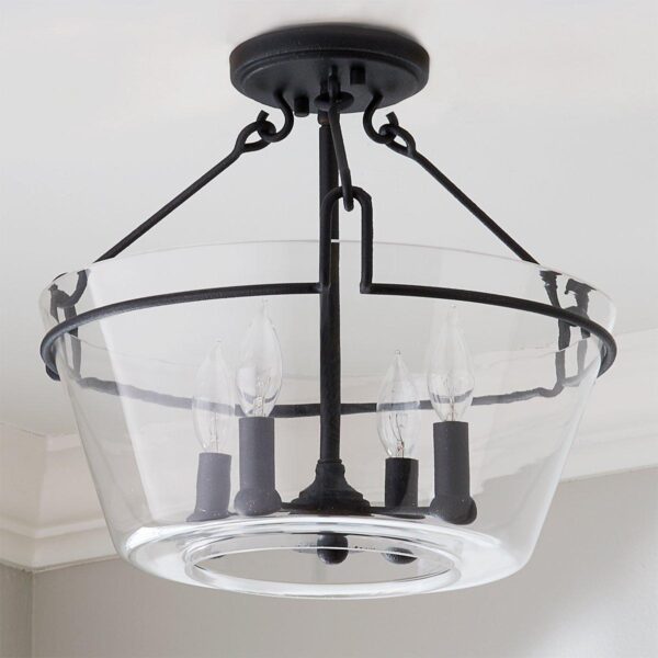 FM19045.1.FM19045BK Textured Black Semi-Flush Ceiling Light – view 2