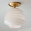 FM19157A.0.FM19157AWH Milk Glass Hive Semi-Flush Ceiling Light