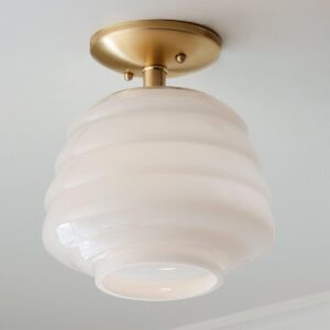 Milk Glass Hive Semi-Flush Ceiling Light