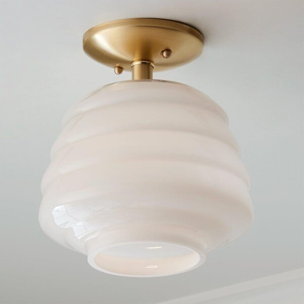 FM19157A.0.FM19157AWH Milk Glass Hive Semi-Flush Ceiling Light