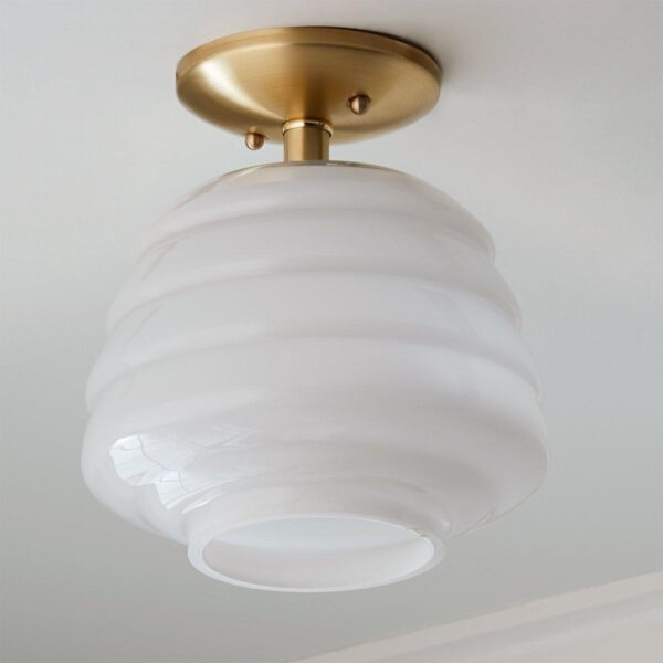 FM19157A.1.FM19157AWH Milk Glass Hive Semi-Flush Ceiling Light – view 2