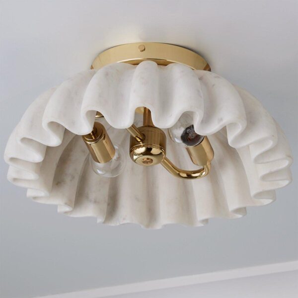 Carved Marble Ruffle Ceiling Light – view 3