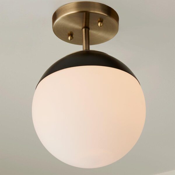 FM20110.0.FM20110KB Mid-Century Opal Globe Semi-Flush Ceiling Light