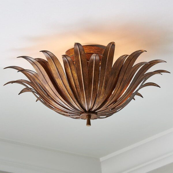 FM23038.0.FM23038AG Vicenzio Leaf Semi-Flush Ceiling Light