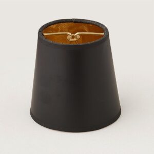 4″ Black Paper Chandelier Shade with Gold Moire Lining