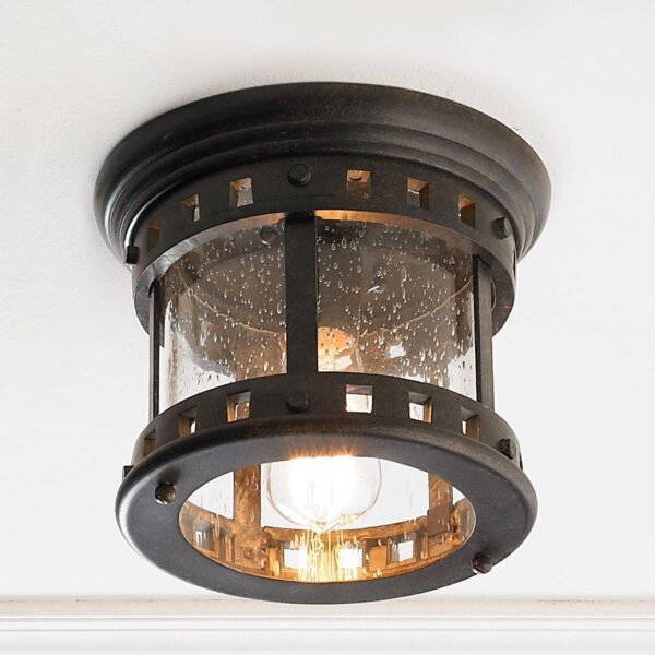 Seeded Glass Prairie Style Outdoor Ceiling Light